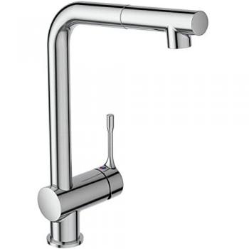 Système de robinetterie Ideal Standard CeraLook BC177AA : évier chromé, bec haut et douchette à extraire
