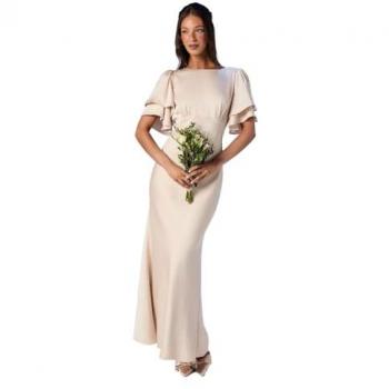 Satin Back Crepe Maxi Bridesmaid Dress – Champagne Edition
