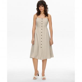 Vestido Midi Lino JdY para Mujer, Tirantes y Botones
