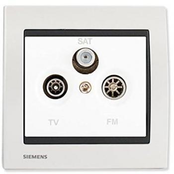 Prise TV/FM/SAT Delta Iris Blanc et Plaque Métal Siemens