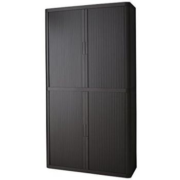Compact Office Cabinet with Curtain Panels – Black (E2CT)