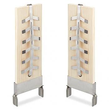Set 2 tablas de asado para salmón, 55 x 20 cm, madera de abeto, soporte reclinable en acero inoxidable, ahumador, natural