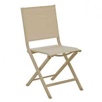 Pack double chaise pliable Théma – aluminium, toile TPEP – couleur sable
