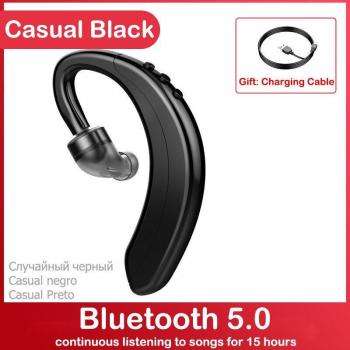 Wireless Noise-Cancelling Bluetooth Headset with Ear-Hook for iPhone 12, Samsung, Xiaomi