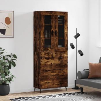 Aparador alto madera contrachapada roble ahumado 69,5x34x180 cm Vidaxl Marrón