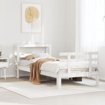 White Bed Frame with Headboard 75x190 cm by vidaXL