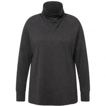 Ulla Popken Damen Sweatshirt mit Daumenloch, schwarz, Größe 42/44