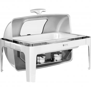 ROYAL CATERING Tisch-Speisenwärmer GN 1/1 8,5 l mit RollTop-Abdeckung und Sichtfenster