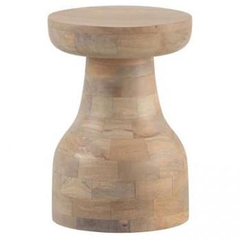 Table ronde 30×42 cm, bois de manguier massif nature