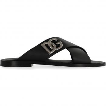 Dolce & Gabbana Luxe Black Slip‑On Sandals – UK 8.5, 10, 11