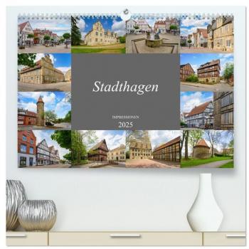 Stadthagen Impressionen (hochwertiger Premium Wandkalender 2025 DIN A2 quer) Kunstdruck in Hochglanz