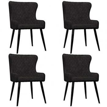 4‑teilige Esszimmerstühle – Dunkles Samt‑Design – Schwarz