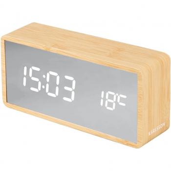 Reloj despertador de abs plateado con diseño de madera Karlsson