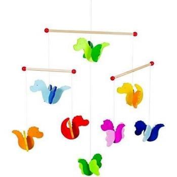 Mobile en bois Dragons colorés Goki pour bébé