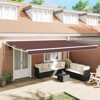 Tenda da giardino a manovella VidaXL, marrone, 500x300 cm