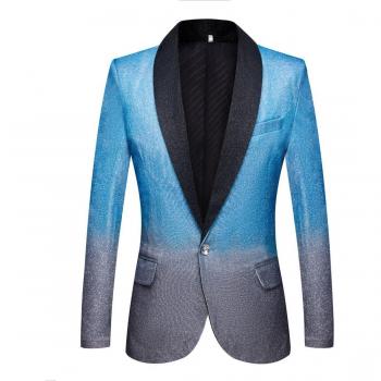 Men's Shiny Sky Blue Blazer for Night Club and Stage