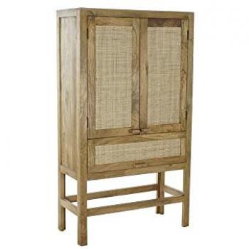 Credenza in Legno di Mango e Rattan 90 x 40 x 160 cm