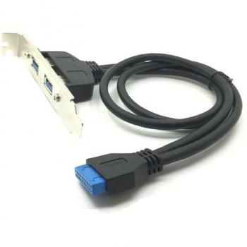 Adaptador de 20 pines a 2 puertos USB A hembra de 50 cm