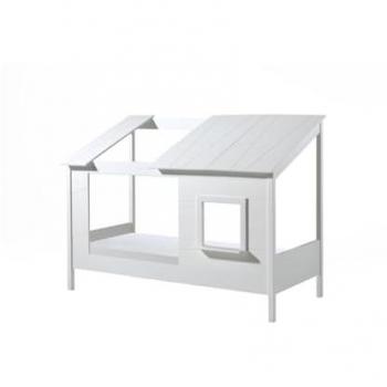 Cama Infantil 90x200 pino macizo blanco, somier ventana Parade
