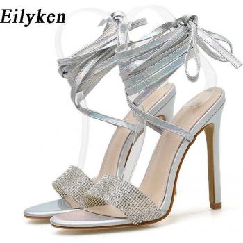 Eilyken Rhinestone Cross-Strap Sandals