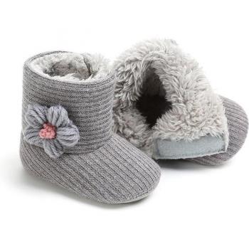 Bottes bébé fille hivernales, épaisse peluche, design floral et coton, style princesse