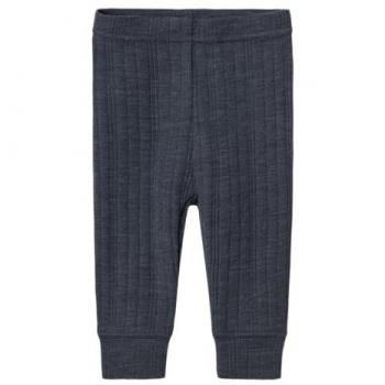 Leggings NAME IT NBMWANG WOOL NEEDLE LONGJOHN SOLID NOOS, Baby, Gr. 50, N-Gr, blau (ombre blau), Strick, Rippstrick, Obermaterial: 100% Wolle, unifarben, casual, regular fit knöchellang, Hosen, aus reiner Merinowolle