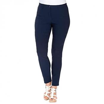 Sheego Marinefarbene Knitterarme Bengalin-Hose in Schmaler Passform, Größe 104