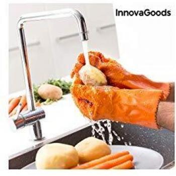 InnovaGoods Reinigungshandschuhe für Obst und Gemüse, PVC, Orange, 27 x 17 x 1 cm