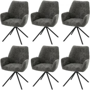 HHG Set 6 Sedie Girevoli Grigio – Sedia con Bracciolo, Oeko‑Tex mvg