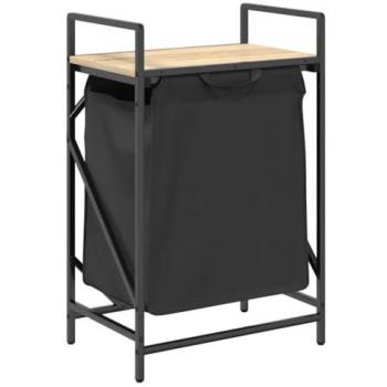 VidaXL Sonoma Oak Laundry Basket with Shelf