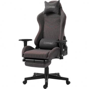 Ergonomica Sedia Office ML-Design con Poggiapiedi, Braccioli e Schienale in Grigio Rosso
