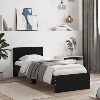 VidaXL Bettgestell Bettgestell mit Kopfteil Schwarz 90x190 cm Spanplatte Bett Bettgestell