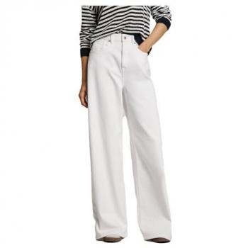 Pepe Jeans Mujer – Jeans Fit Ancho en Denim Blanco, 29/32, Fabricado con Algodón Ecológico