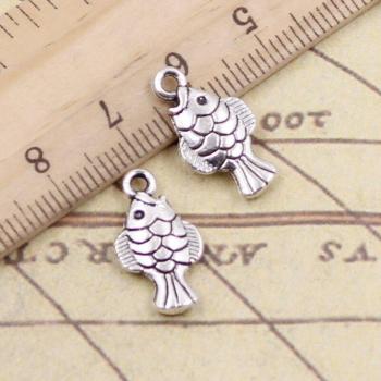 DIY Handgemaakte Dubbelzijdige Vis Hangers 20Pcs 19x10mm Tibetaanse Brons Zilver