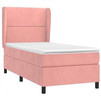 Giroletto Boxspring con Materasso in Velluto Rosa 90x200 cm