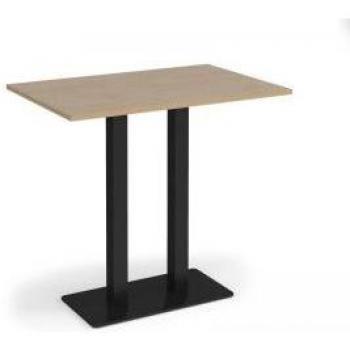 Social Spaces Eros Rectangular Poseur Table – Twin Uprights, Flat Black Base, 1200 × 800 mm, Kendal Oak