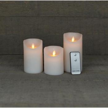 LED Stompkaarsen Set van 3 Rustiek Wax Wit