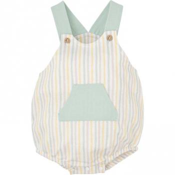 Peto Infantil de Algodón con Diseño Rayado y Detalle Contrastante