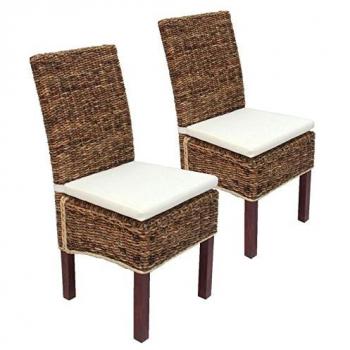 Paquet de deux chaises MENDLER M69 – banane tressée, pieds marrons, assise rembourrée