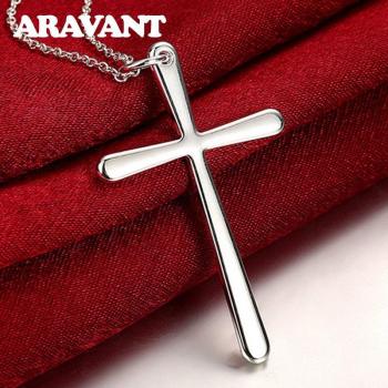 Collier argent 925 pendentif croix chaîne unisexe
