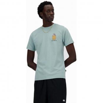 Maglietta New Balance A Maniche Corte Barrel Runner Blu Chiaro, Cotone, Taglia XL