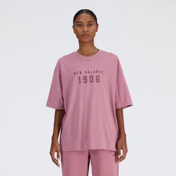 Camiseta de mujer New Balance Iconic Collegiate Jersey Oversized manga corta rosa violeta