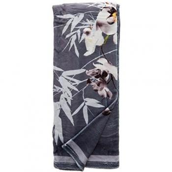 Plaid polyester imprimé orchidée gris 130x150 cm