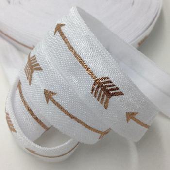 Gold & Silver Foil Arrows Fold Over Elastic 5/8 for DIY Headwear