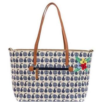 Blue Apple-Pear Notting Hill Tote, Pink Lined