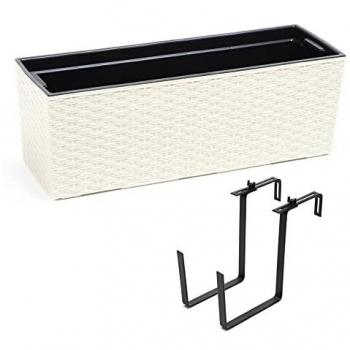 Pot suspendu en rattan crème pour balcon 56 cm