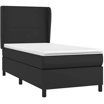 Giroletto Boxspring con Materasso in Similpelle Nera 80x200 cm