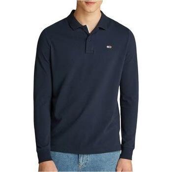 Tommy Jeans Polo Manches Longues Placket Navy Sombre Homme Slim Fit
