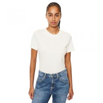 Marc O'Polo Denim Ripp-T-Shirt, Damen, Größe M, weiß