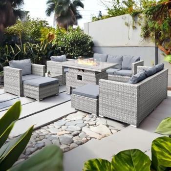 Dove Grey Acorn Deluxe Rattan 10‑Seat Firepit Sofas & Seating – Oseasons Edition
